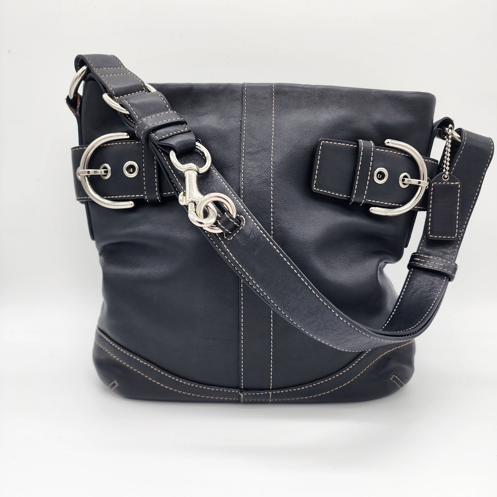 Coach 1452 Soho Slim Duffle Shoulder Crossbody Leather Bag Black